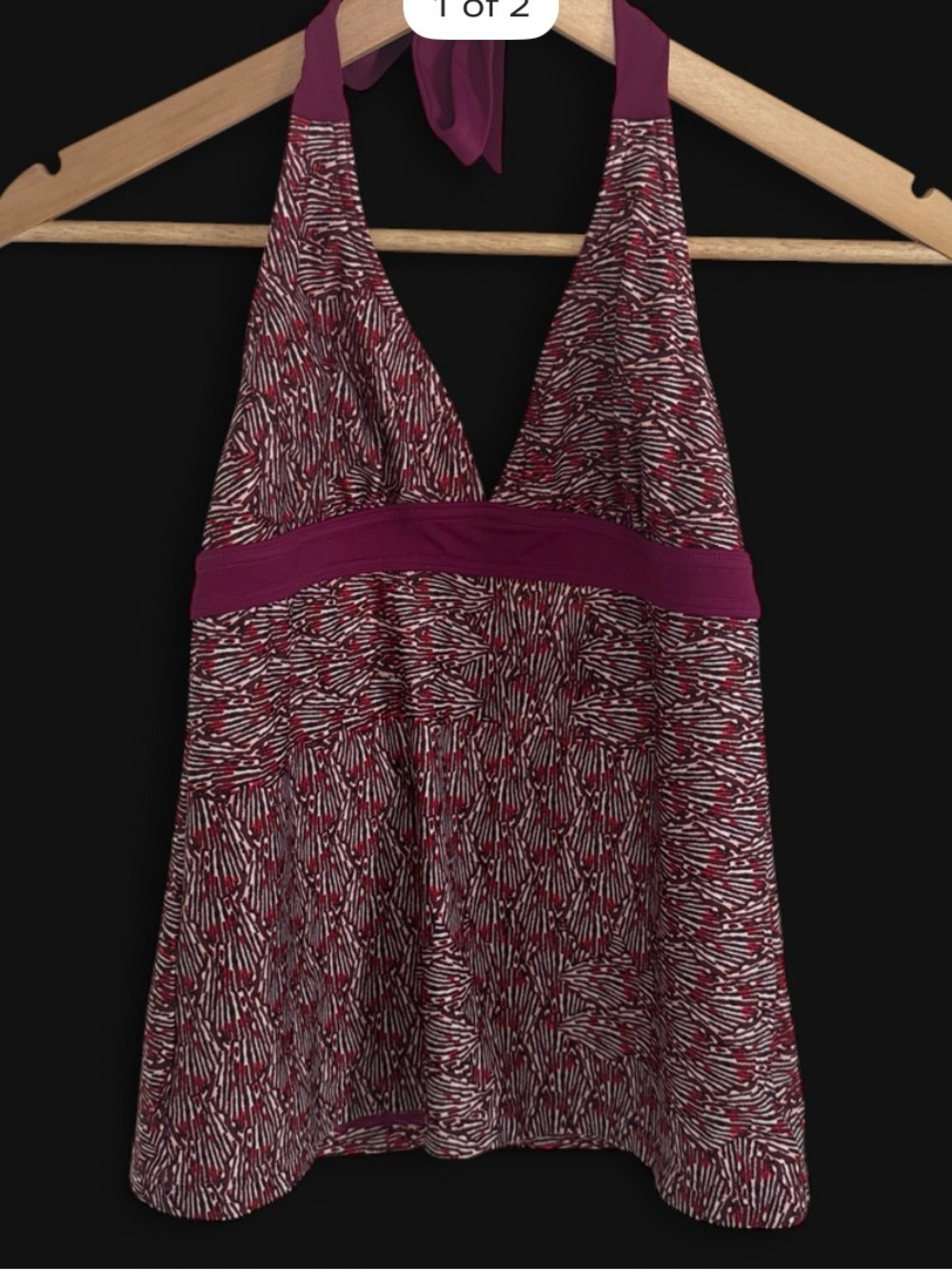 Prana Women's Halter Swim in Maroon and Magenta - Small